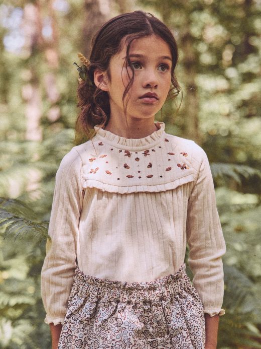 БЛУЗА С ЕЛЕГАНТНА БРОДЕРИЯ ЗА МОМИЧЕ