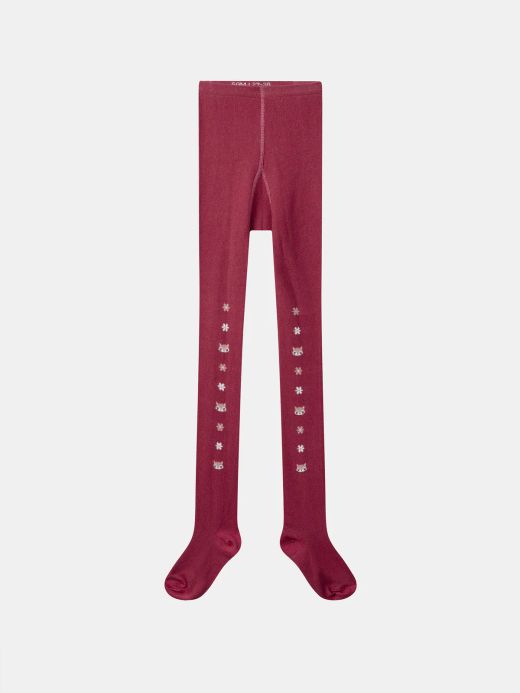 Малинови чорапогащи с цветя за момиче