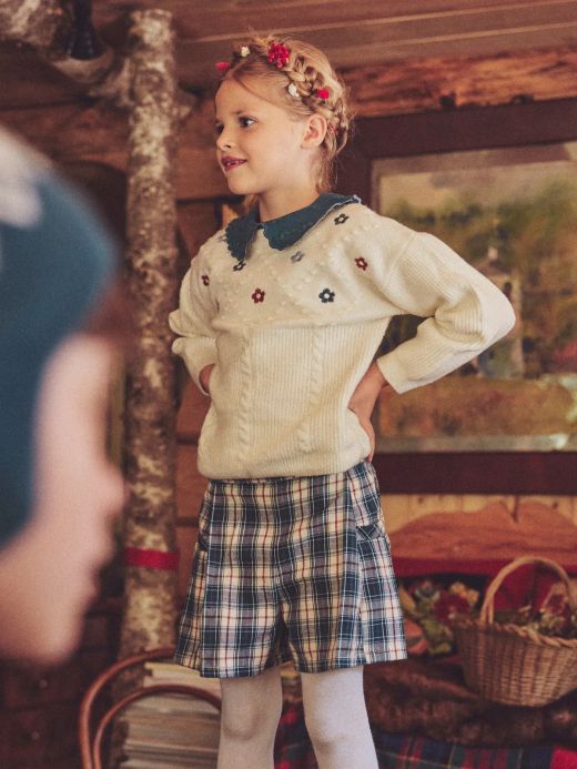 Карирани къси панталони за момиче