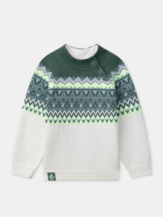 Пуловер за момче с шарена плетка