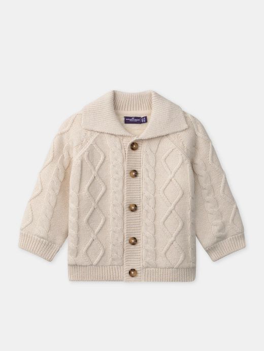 Екрю плетена жилетка за бебе момче