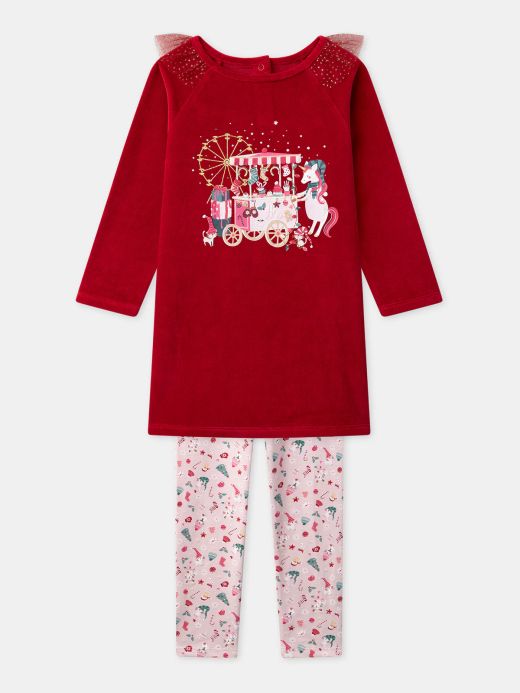 РОЗОВА КОЛЕДНА ПИЖАМА ЗА МОМИЧЕ