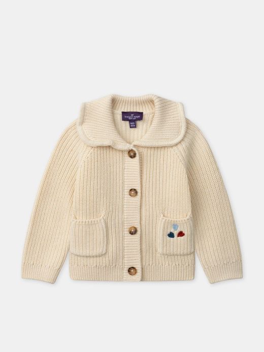 Екрю жилетка с яка за бебе момиче