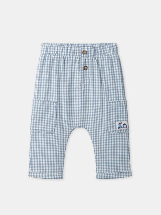 Сини карирани панталони за бебе момче