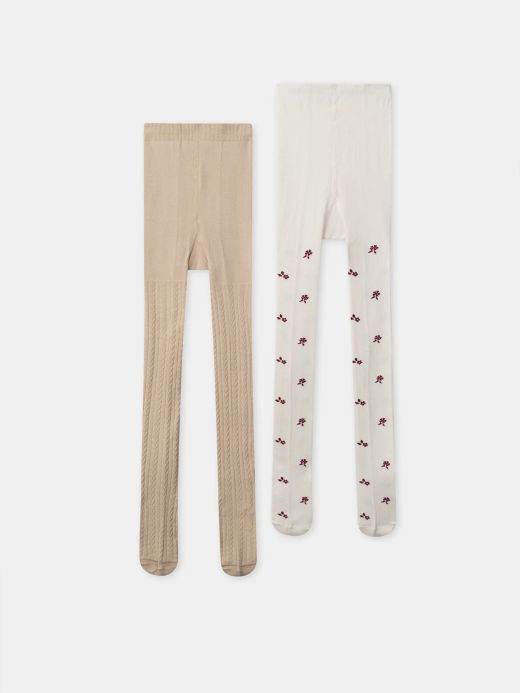 Комплект от 2 чифта чорапогащи с цветни мотиви за момичета