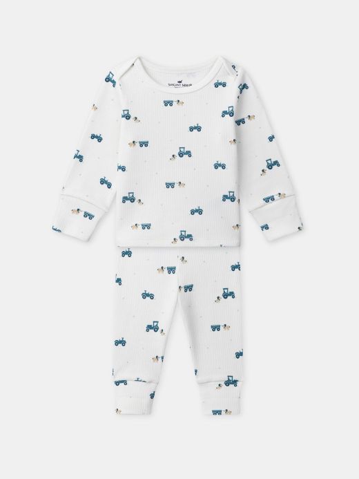 ПИЖАМА С ПРИНТ ТРАКТОРИ ЗА БЕБЕ МОМЧЕ