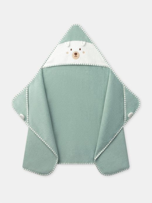 ЗЕЛЕНА БЕБЕШКА ХАВЛИЯ С КАЧУЛКА И ЛИЦЕ НА КУЧЕ ЗА МОМЧЕ