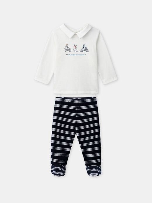 Бебешка пижама за момче с бродерия на кученце