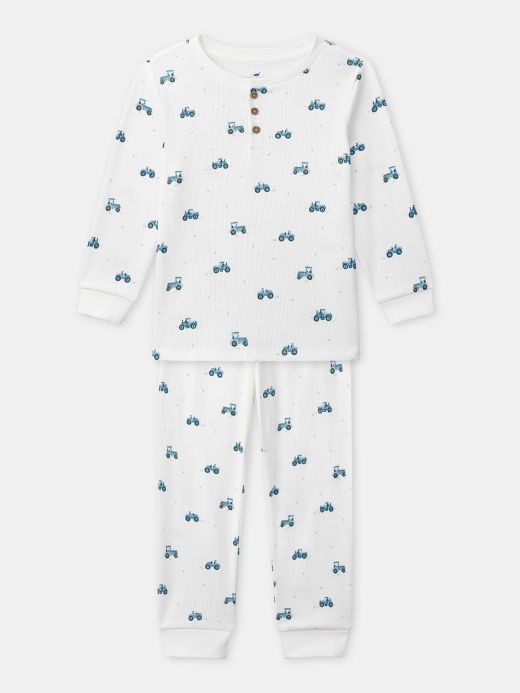 ЕКРЮ ПИЖАМА С ПРИНТ НА ТРАКТОРИ ЗА МОМЧЕ