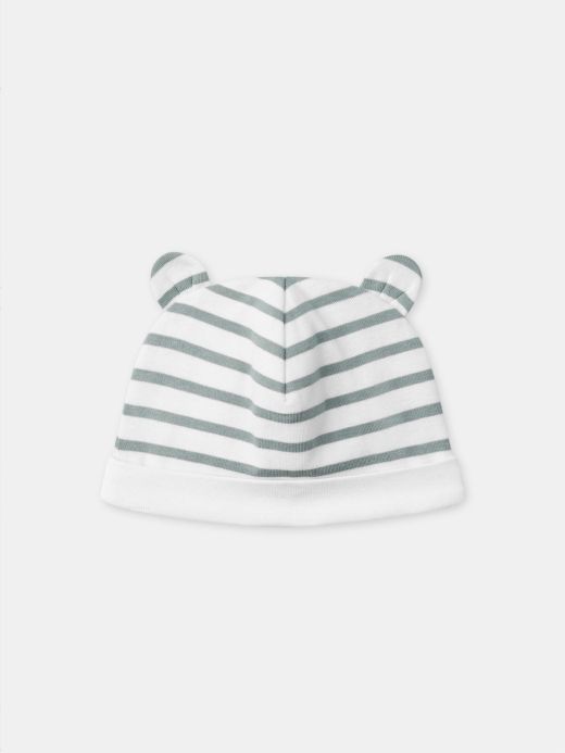 СИНЬО-СИВА ШАПКА НА РАЙЕТА ЗА НОВОРОДЕНО МОМЧЕ