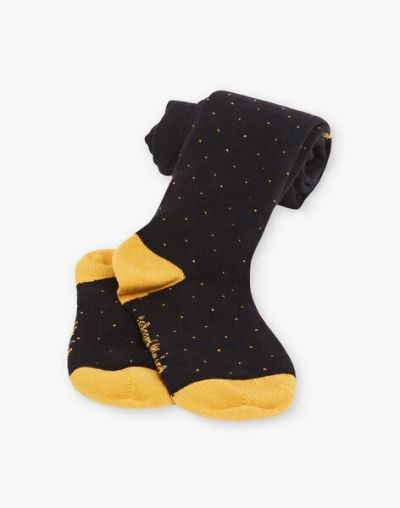Чорапогащи за бебе момиче в черно и жълто
