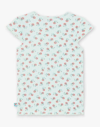  Тениска цвят мента с щампа на цветя
