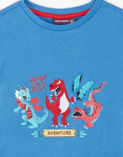 Синя тениска с анимация динозавър