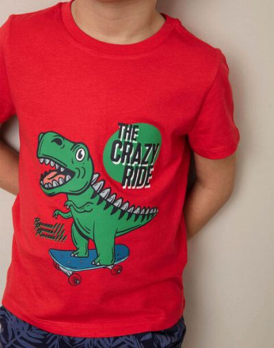 Червена тениска с динозавър 21E3PGL2TMC