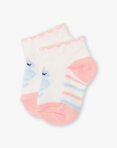 Къси чорапи в розов и син цвят