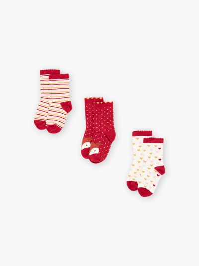 Комплект  от 3 чифта чорапи в червено 21H4PFB1LC