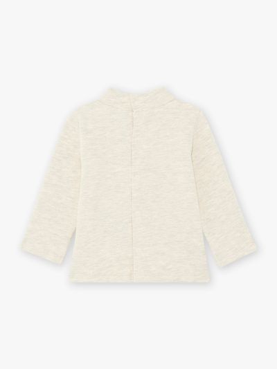 Бежова памучна поло-блуза с апликация 21H1BGO1SPL