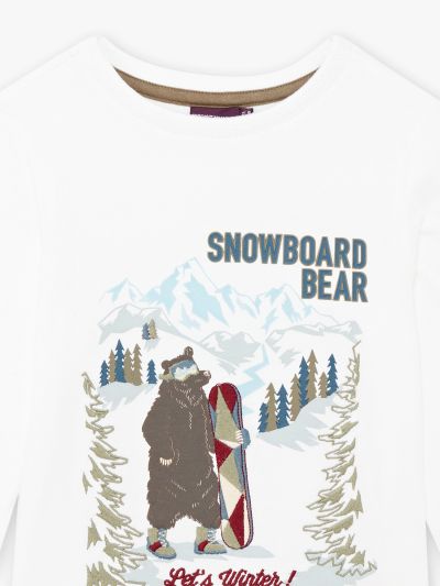 Блуза екрю с апликация Snowboard Bear 21H3PGO1TML