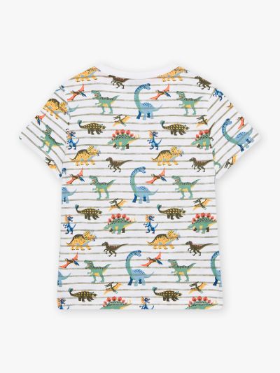 Тениска екрю с райета и динозаври CUXOAGE 