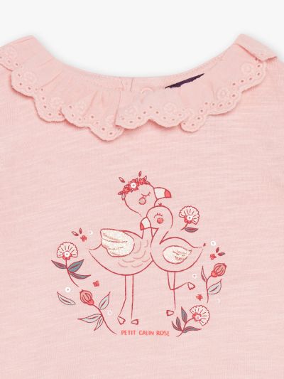 Блуза с яка и мотив  Blush Flamingo FAWILLOW 