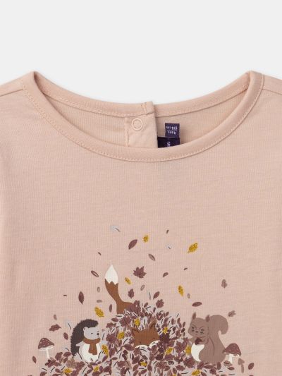 БЛУЗА ОТ ПАМУК С МОТИВ ЗА МОМИЧЕ