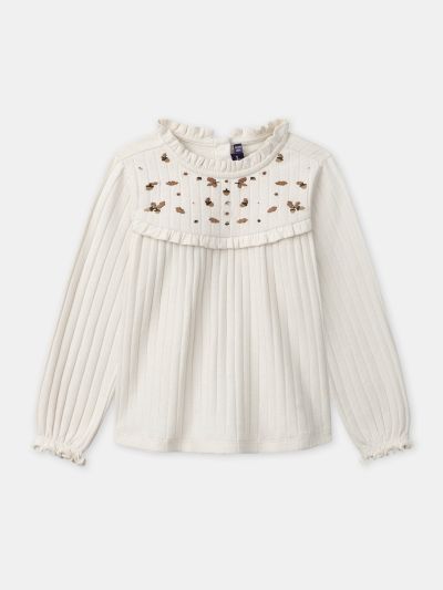 БЛУЗА С ЕЛЕГАНТНА БРОДЕРИЯ ЗА МОМИЧЕ