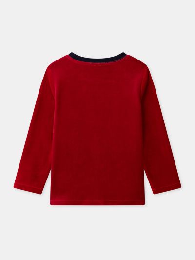 ПЛЮШЕНА ПИЖАМА С КОЛЕДЕН МОТИВ ЧЕРВЕНО И СИНЬО