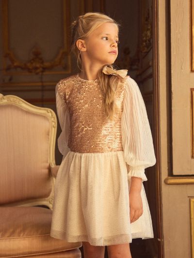 КОЛЕДНА РОКЛЯ С ПАЙЕТИ И ТЮЛ ЗА МОМИЧЕТА