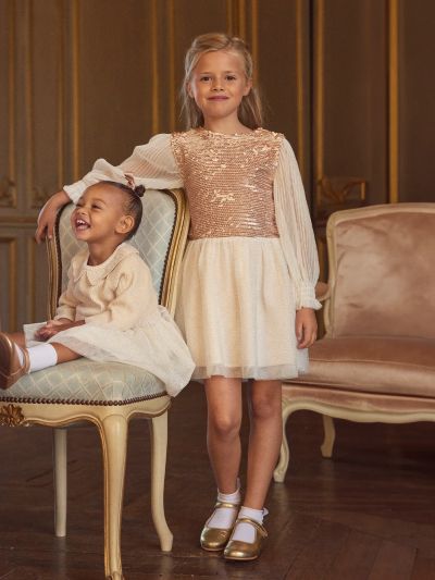 КОЛЕДНА РОКЛЯ С ПАЙЕТИ И ТЮЛ ЗА МОМИЧЕТА