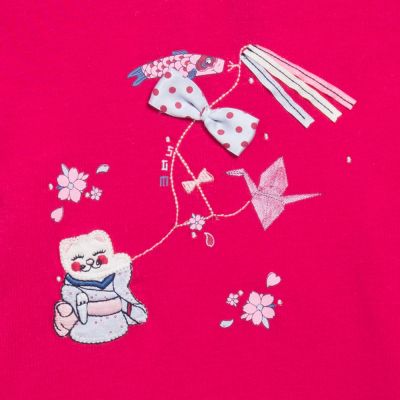 Тениска фуксия за бебе момиче с анимация