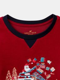 ЧЕРВЕНО-СИНЯ КАДИФЕНА ПИЖАМА ЗА МОМЧЕ