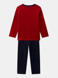 ЧЕРВЕНО-СИНЯ КАДИФЕНА ПИЖАМА ЗА МОМЧЕ