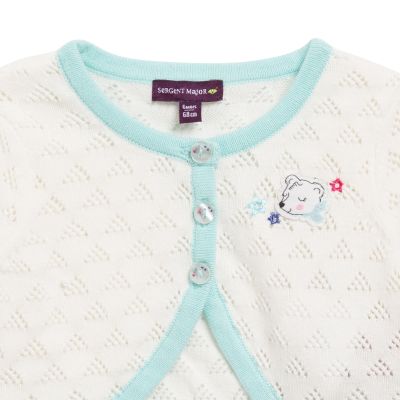 Ажурна плетена жилетка за бебе момиче