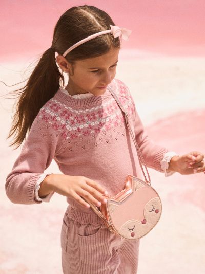 МОМИЧЕШКА РОЗОВА ЧАНТИЧКА ПРЕЗ РАМО „ЛИСИЧА ГЛАВИЧКА“