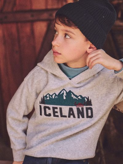 Момчешки сив суитшърт с качулка