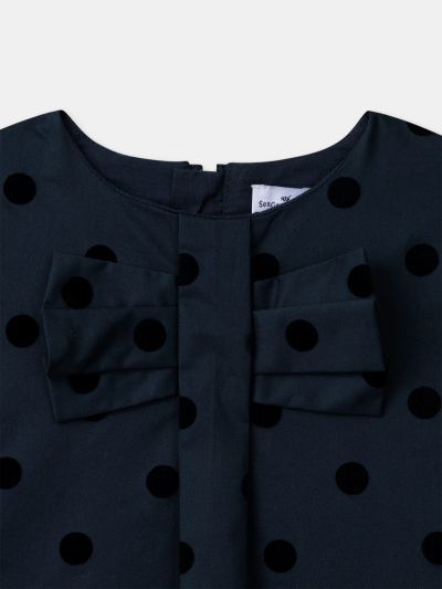 Тъмносиня коледна рокля на точки за момичета