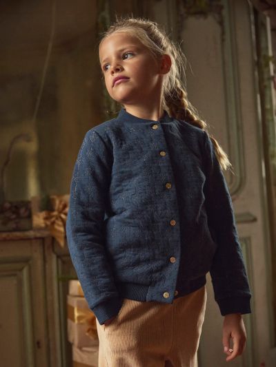 Тъмносиньо яке със златна бродерия за момиче