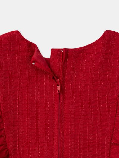 Червена коледна рокля с волани за момичета