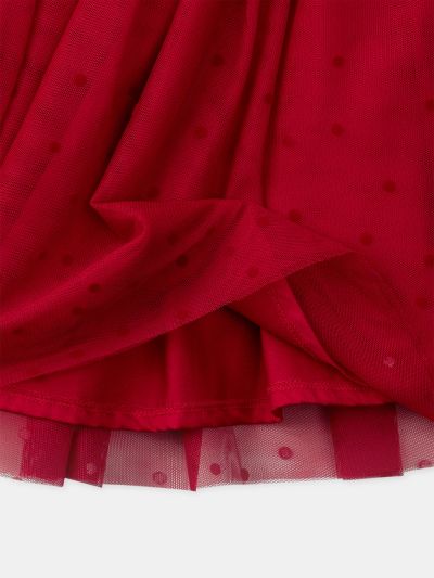 Червена коледна тюлена пола за момичета