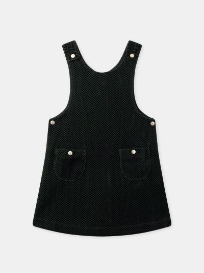 Зелена кадифена коледна рокля за момичета