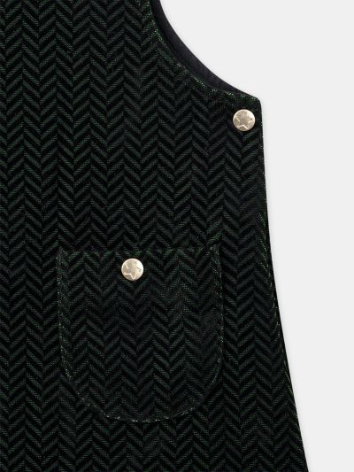 Зелена кадифена коледна рокля за момичета