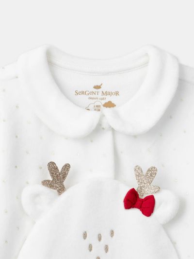 Бял ромпър + кафява лента за глава за бебе момиче