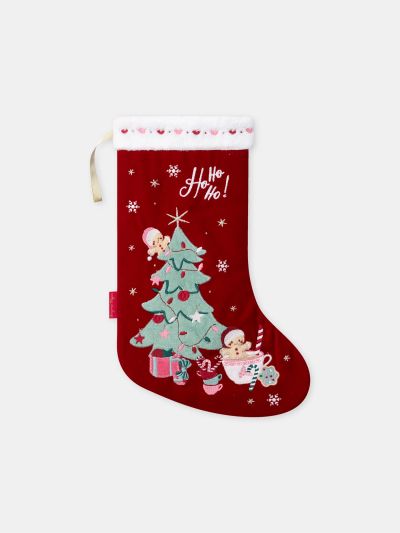 ЧЕРВЕН КОЛЕДЕН ДЕКОРАТИВЕН ЧОРАП ЗА БЕБЕ МОМИЧЕ