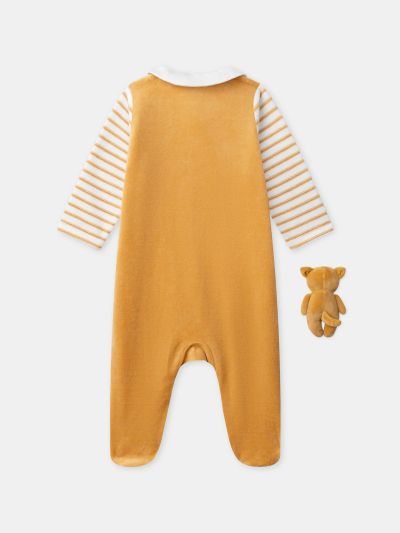 ОРАНЖЕВ РОМПЪР С ЛИЦЕ НА ЛИСИЧКА + ПЛЮШЕНА ЛИСИЧКА ЗА БЕБЕ МОМЧЕ