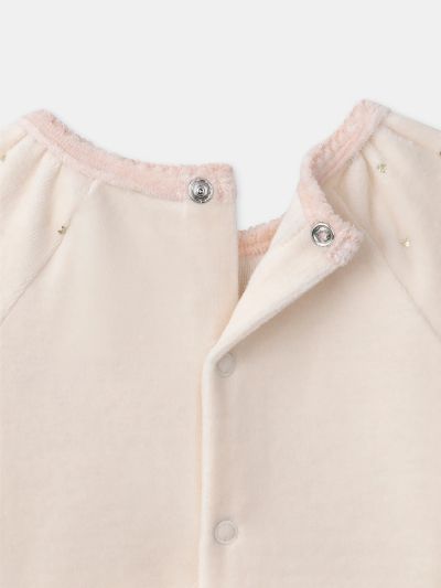 РОЗОВ БЕБЕШКИ РОМПЪР С КОТЕШКО ЛИЦЕ + ПЛЮШЕНО КОТЕНЦЕ