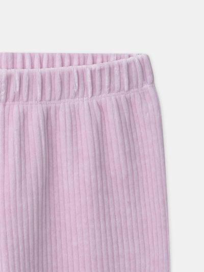 Розово-лилава кадифена пижама с принт на еднорог за момичета