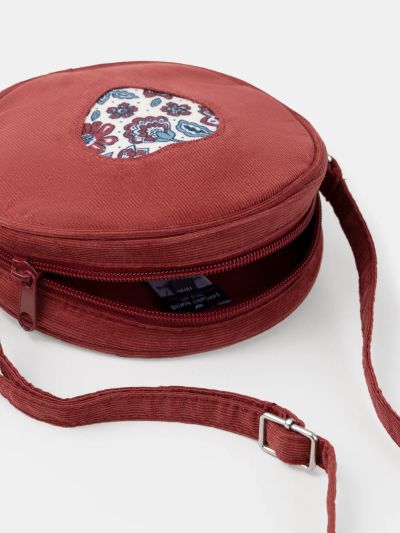 Кръгла червена кадифена чантичка за бебе момиче