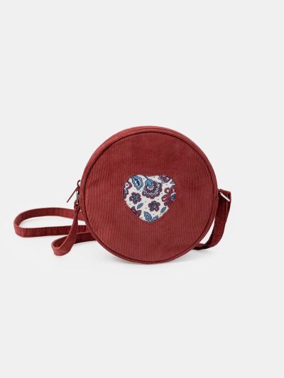 Кръгла червена кадифена чантичка за бебе момиче