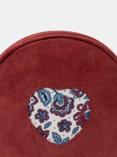 Кръгла червена кадифена чантичка за бебе момиче