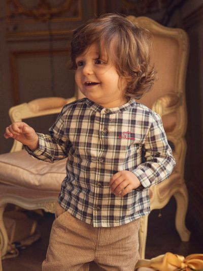 Карирана коледна риза за бебе момче